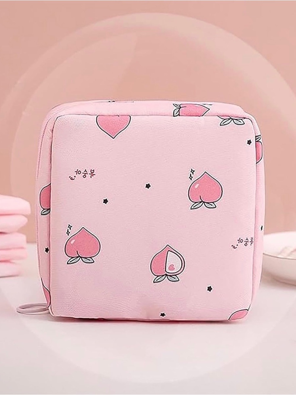 Pink Peach Print Women's Travel Pouch